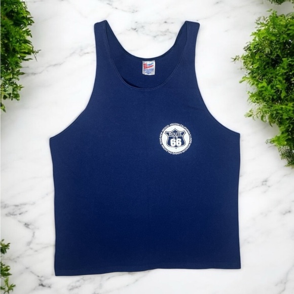 Vintage 80s 90s Single Stitch Route 66 Graphic Muscle Tee Cutoff Tank Top - Picture 2 of 8